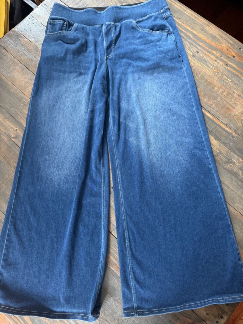 HALARA Navy Blue Wide Leg Pants with Gold Stitching XL